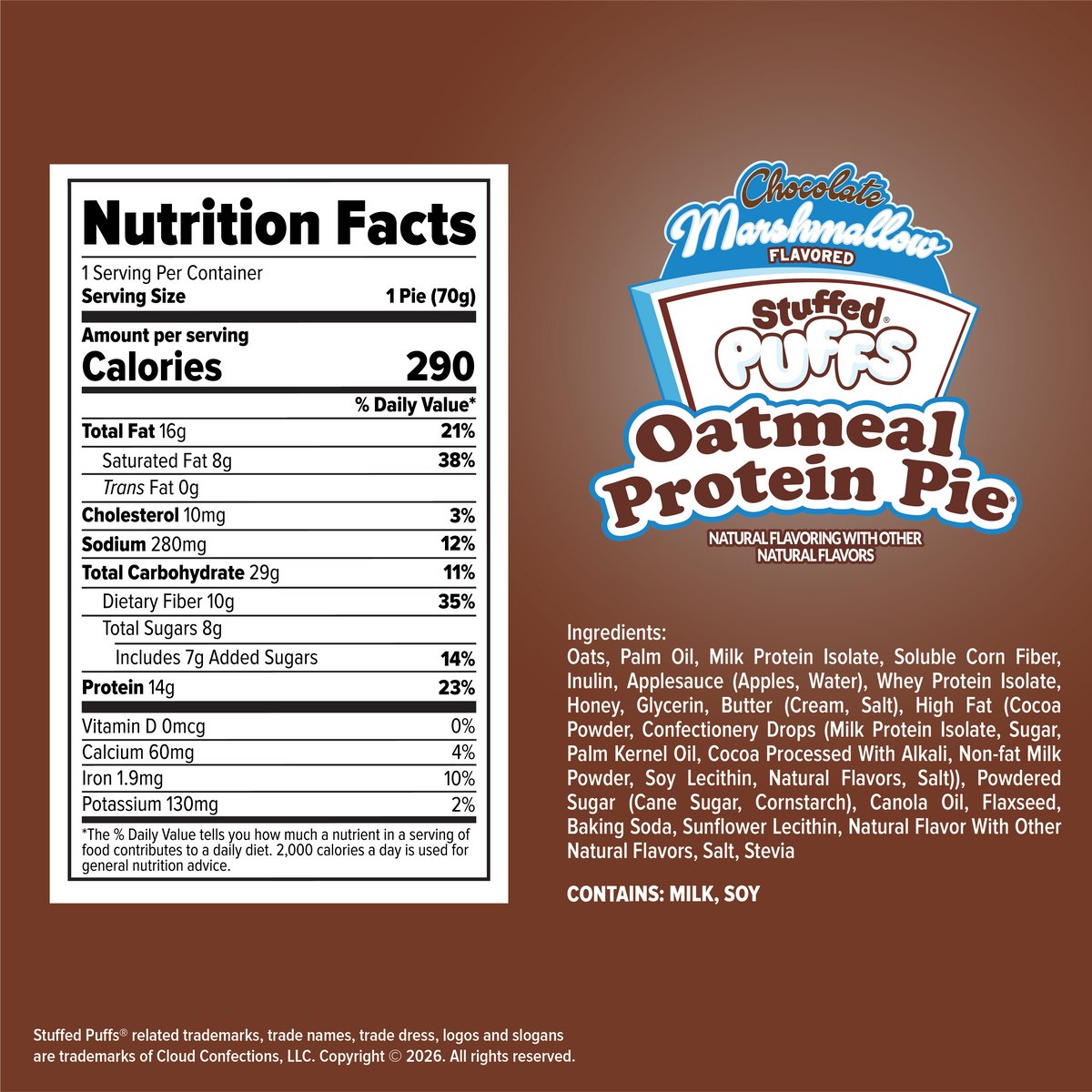 Stuffed Puffs® Chocolate Marshmallow Oatmeal Protein Pie